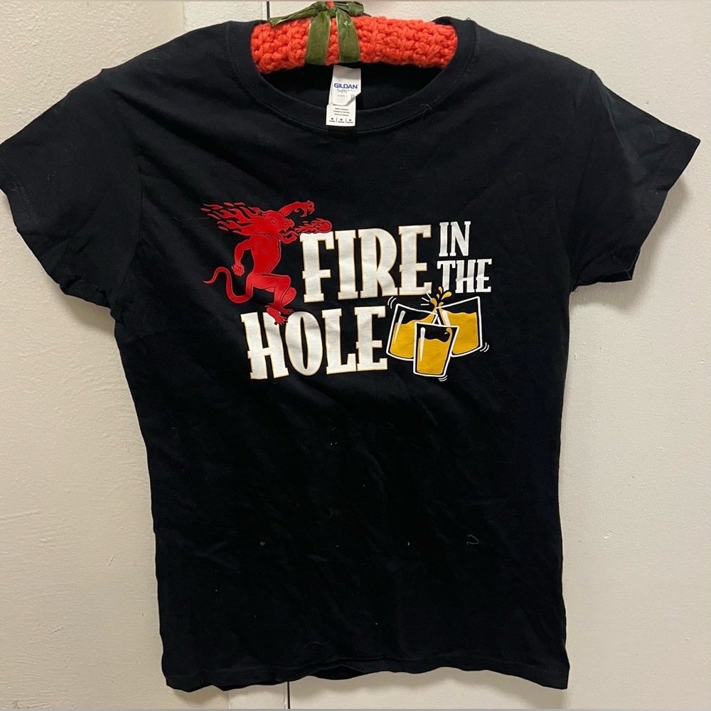 Gildan Women's Black 'Fire in the Hole' Graphic Tee
